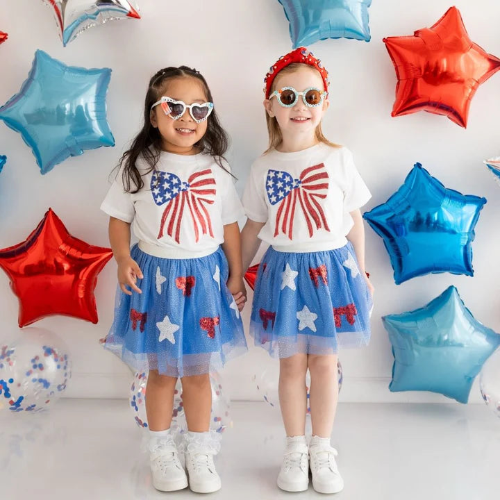 Patriotic Sequin Bow T Shirt